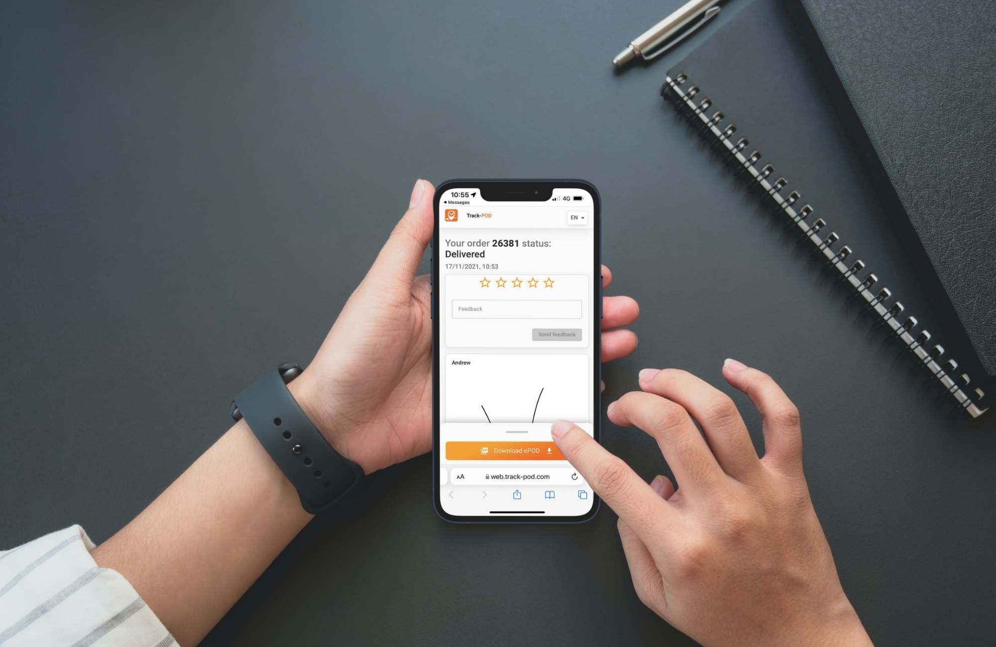 Real time feedback on delivery service