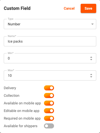 Number custom field
