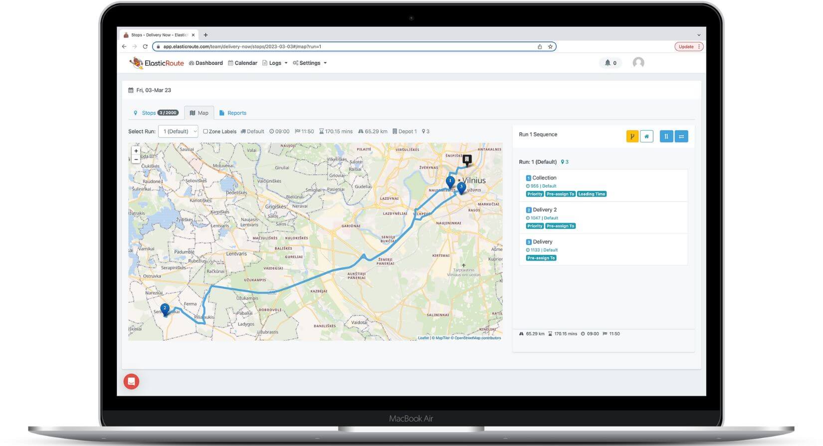 elasticroute multi-stop planner