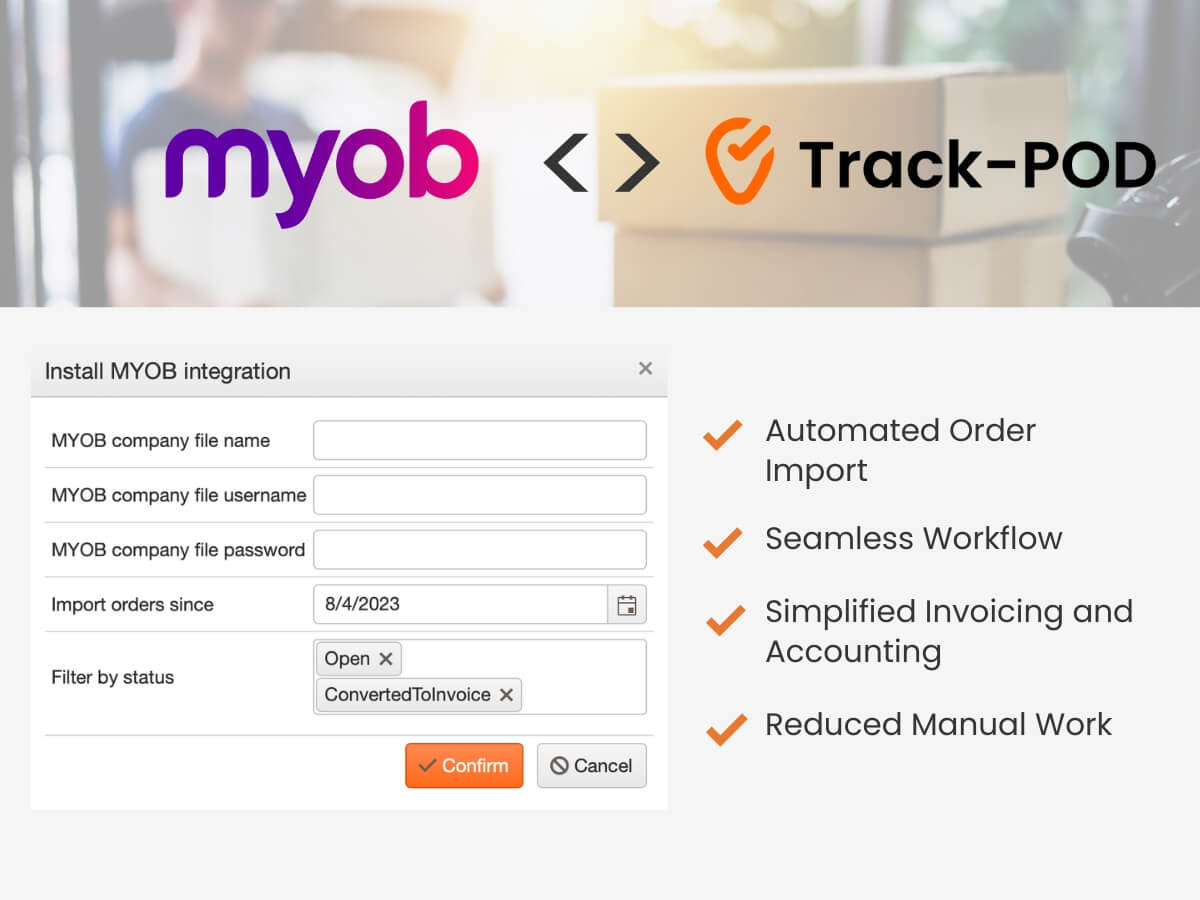 myob track pod integration